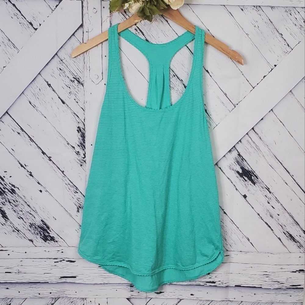 3 Lululemon 105F Singlet Racerback Tank Tops Teal White